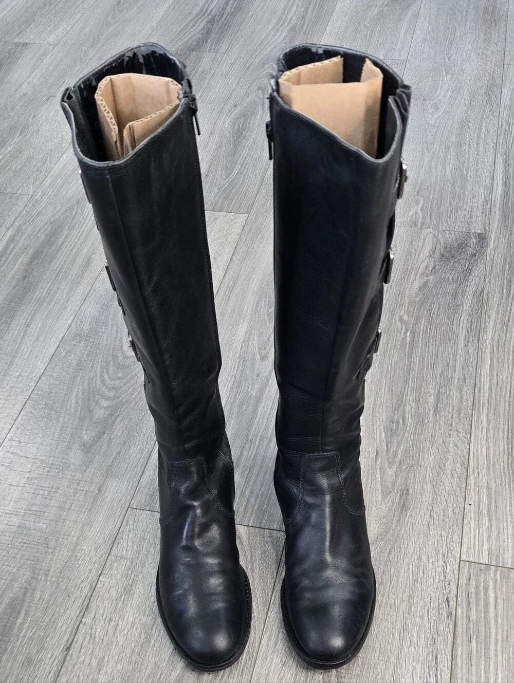 ECCO Hobart Women’s EU 41 US 10-10.5 Black Leather Knee High Riding Boots Triple